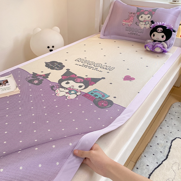 91家纺网 家纺一手货源 找家纺 蓝邻家纺 2025新款学生专用印花冰藤席 可爱库洛米