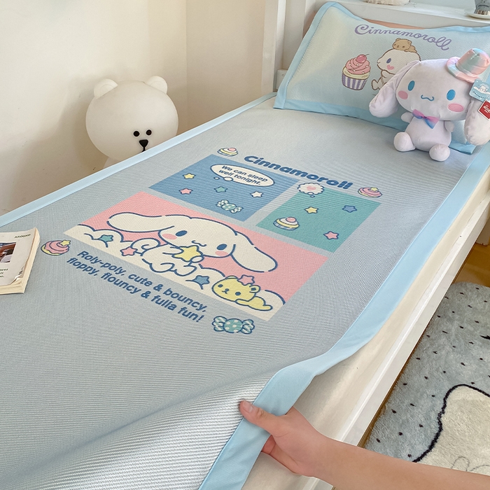 91家纺网 家纺一手货源 找家纺 蓝邻家纺 2025新款学生专用印花冰藤席 淘气大耳狗