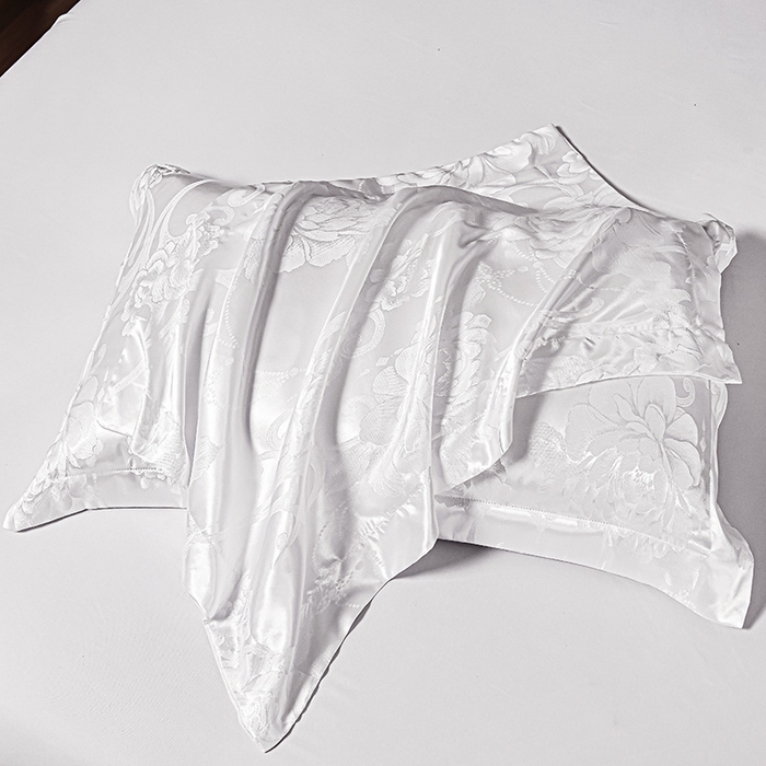 91家纺网 家纺一手货源 找家纺 优美 2025新款高克重贡缎提花四件套系列 花都绽放-漂白