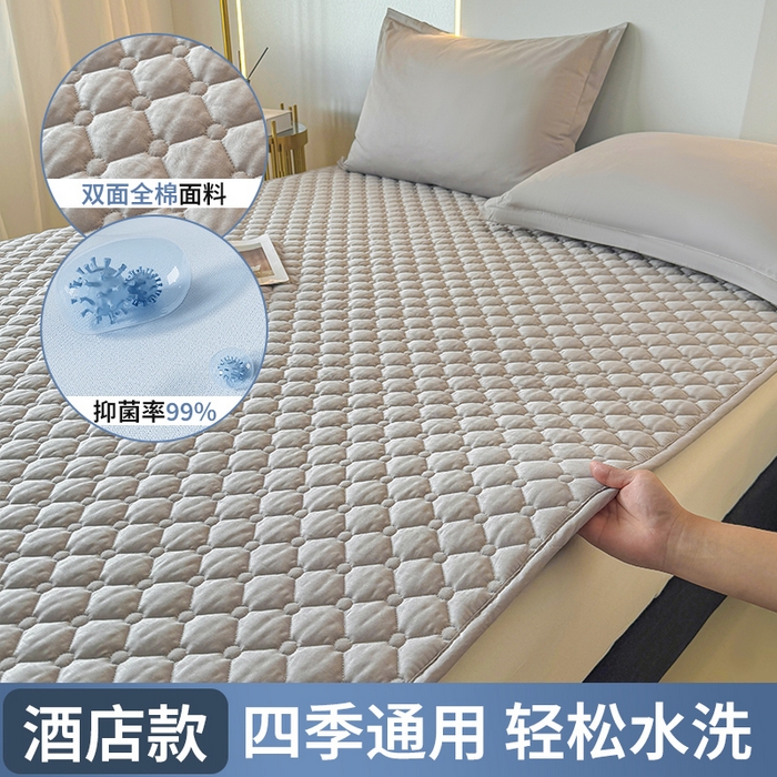 91家纺网 家纺一手货源 找家纺 丽诺床垫 2025春夏新款酒店款双面全棉抗菌床褥 酒店双面全棉抗菌床褥-灰色
