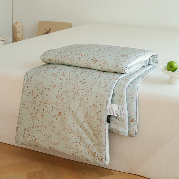 91家纺网 家纺一手货源 找家纺 禾时 2025新款60支奥地利进口兰精天丝数码印花夏被空调被夏凉被薄被子 慕莎-绿