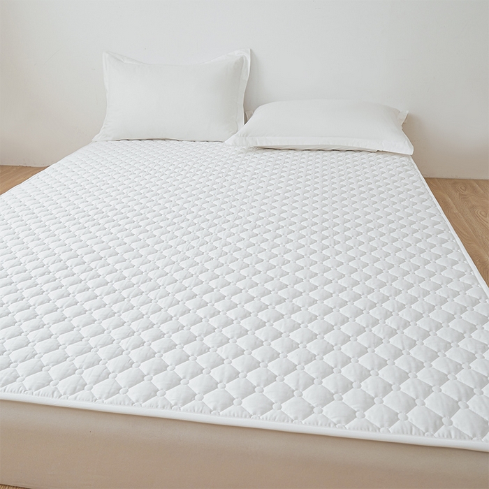 91家纺网 家纺一手货源 找家纺 丽诺床垫 2025春夏新款酒店款双面全棉抗菌床褥 酒店双面全棉抗菌床褥-白色