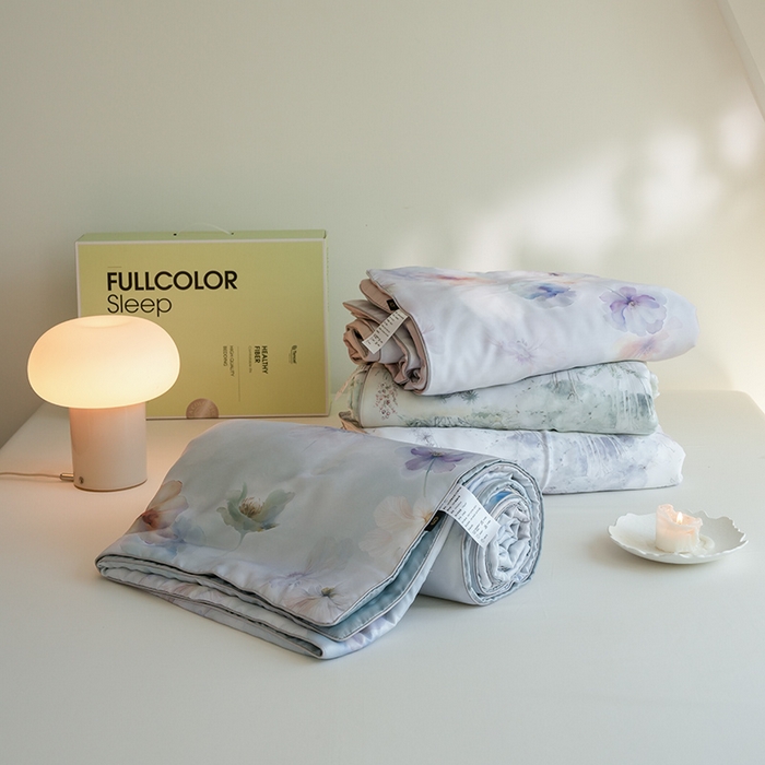 91家纺网 家纺一手货源 找家纺 禾时 2025新款60支奥地利进口兰精天丝数码印花夏被空调被夏凉被薄被子 组合+包装图仅供参考