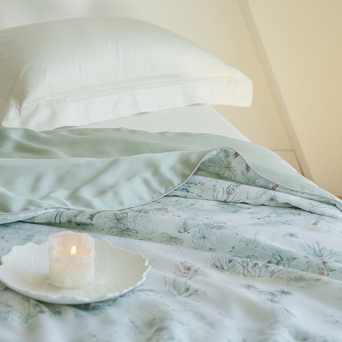 91家纺网 家纺一手货源 找家纺 禾时 2025新款60支奥地利进口兰精天丝数码印花夏被空调被夏凉被薄被子 丛林幻想-绿