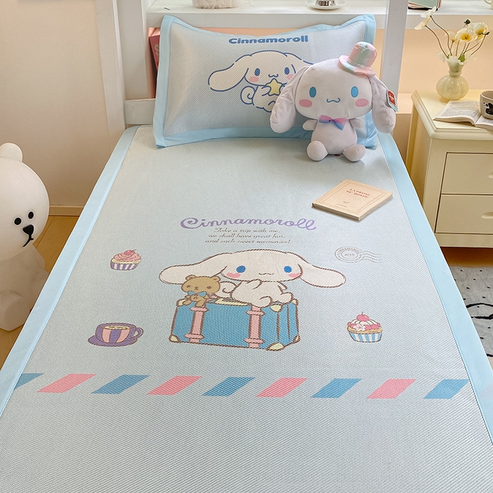 91家纺网 家纺一手货源 找家纺 蓝邻家纺 2025新款学生专用印花冰藤席 害羞玉桂狗