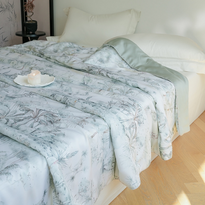 91家纺网 家纺一手货源 找家纺 禾时 2025新款60支奥地利进口兰精天丝数码印花夏被空调被夏凉被薄被子 丛林幻想-绿