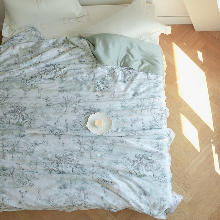 91家纺网 家纺一手货源 找家纺 禾时 2025新款60支奥地利进口兰精天丝数码印花夏被空调被夏凉被薄被子 丛林幻想-绿