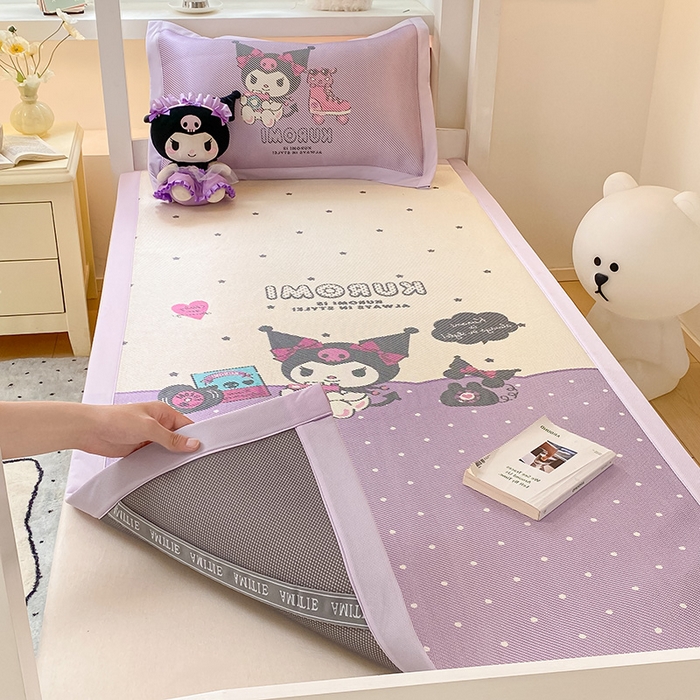 91家纺网 家纺一手货源 找家纺 蓝邻家纺 2025新款学生专用印花冰藤席 可爱库洛米