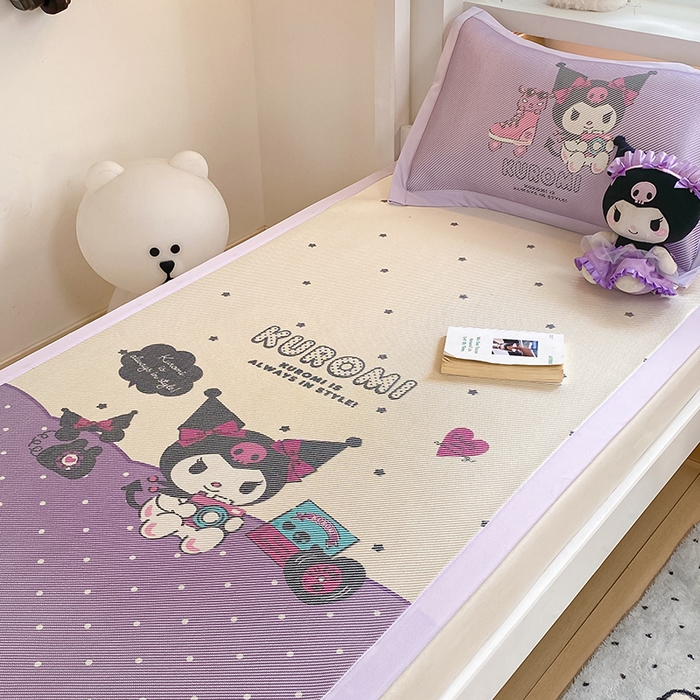 91家纺网 家纺一手货源 找家纺 蓝邻家纺 2025新款学生专用印花冰藤席 可爱库洛米