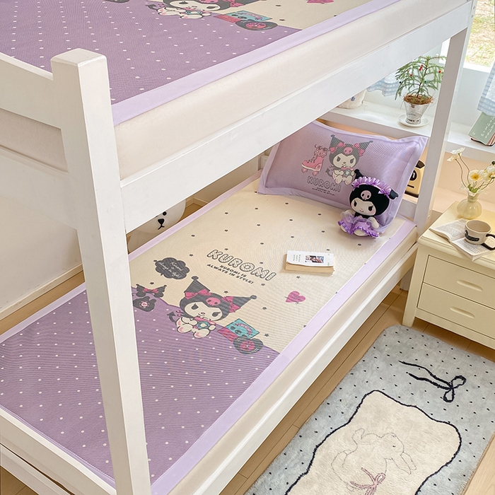 91家纺网 家纺一手货源 找家纺 蓝邻家纺 2025新款学生专用印花冰藤席 可爱库洛米