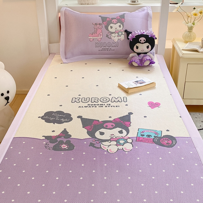 91家纺网 家纺一手货源 找家纺 蓝邻家纺 2025新款学生专用印花冰藤席 可爱库洛米