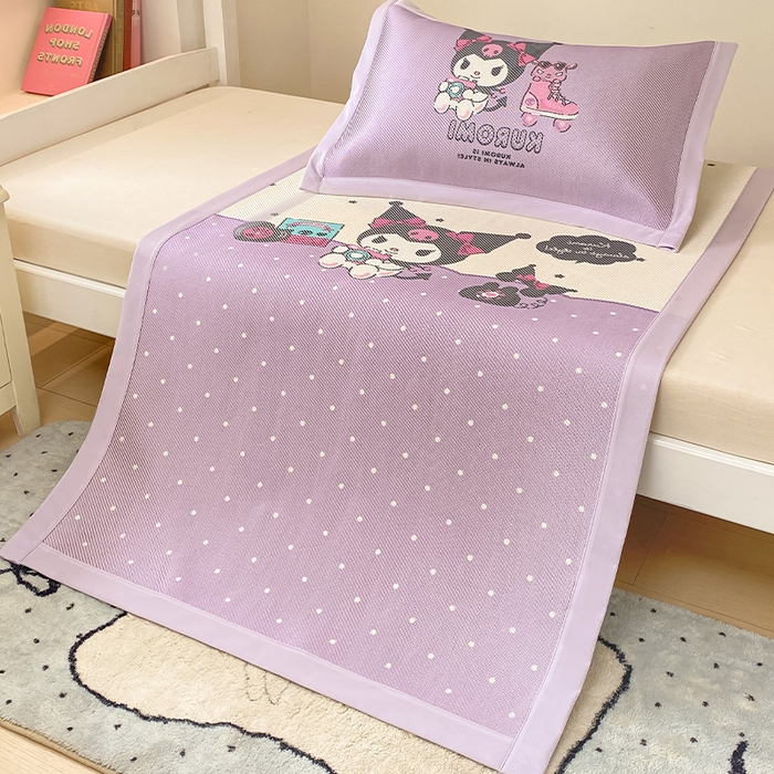 91家纺网 家纺一手货源 找家纺 蓝邻家纺 2025新款学生专用印花冰藤席 可爱库洛米