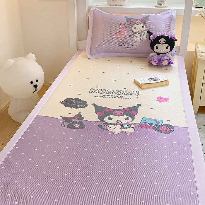 91家纺网 家纺一手货源 找家纺 蓝邻家纺 2025新款学生专用印花冰藤席 可爱库洛米