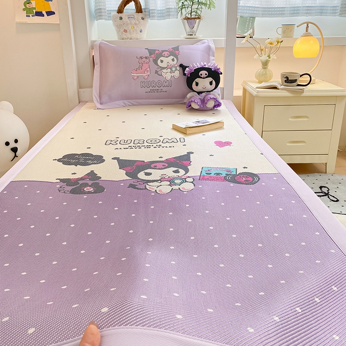 91家纺网 家纺一手货源 找家纺 蓝邻家纺 2025新款学生专用印花冰藤席 可爱库洛米