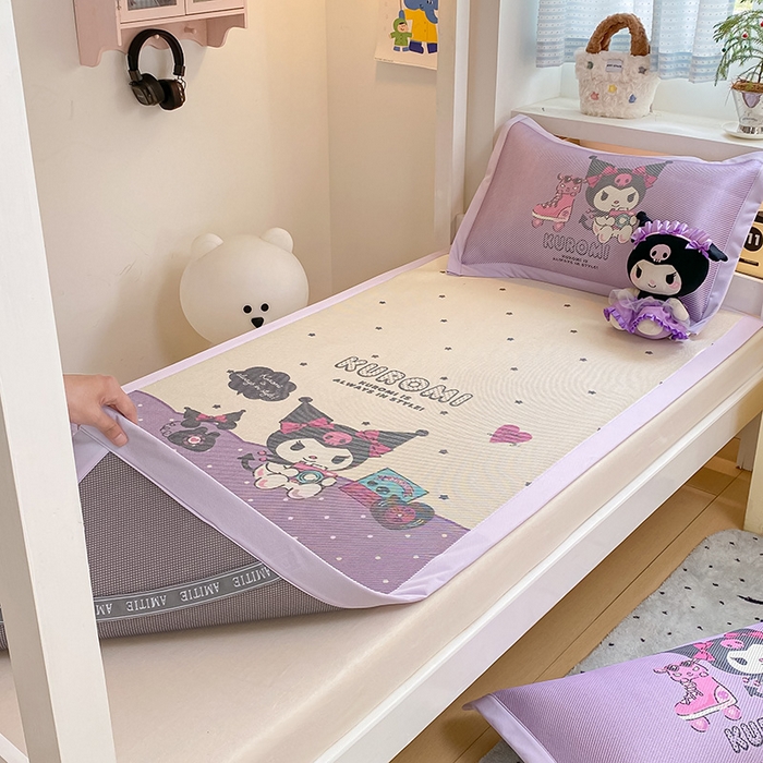 91家纺网 家纺一手货源 找家纺 蓝邻家纺 2025新款学生专用印花冰藤席 可爱库洛米