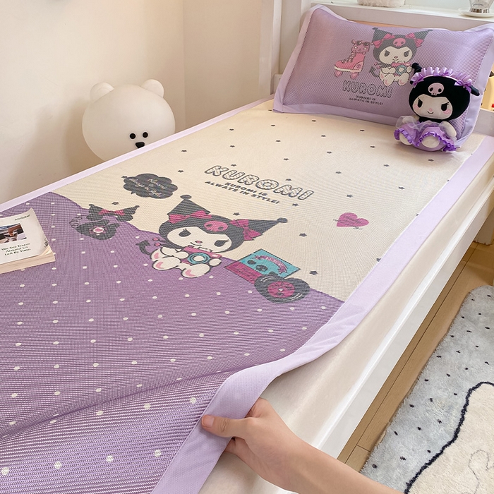 91家纺网 家纺一手货源 找家纺 蓝邻家纺 2025新款学生专用印花冰藤席 可爱库洛米