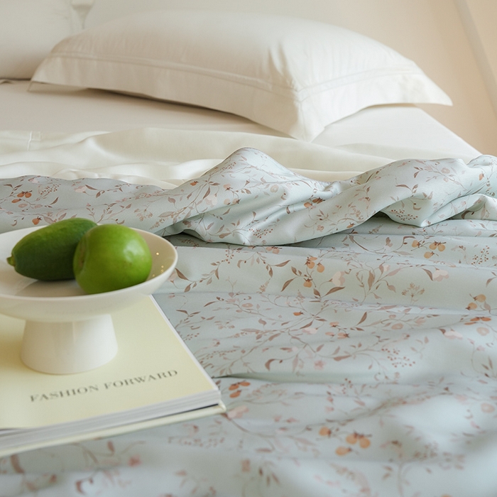 91家纺网 家纺一手货源 找家纺 禾时 2025新款60支奥地利进口兰精天丝数码印花夏被空调被夏凉被薄被子 慕莎-绿