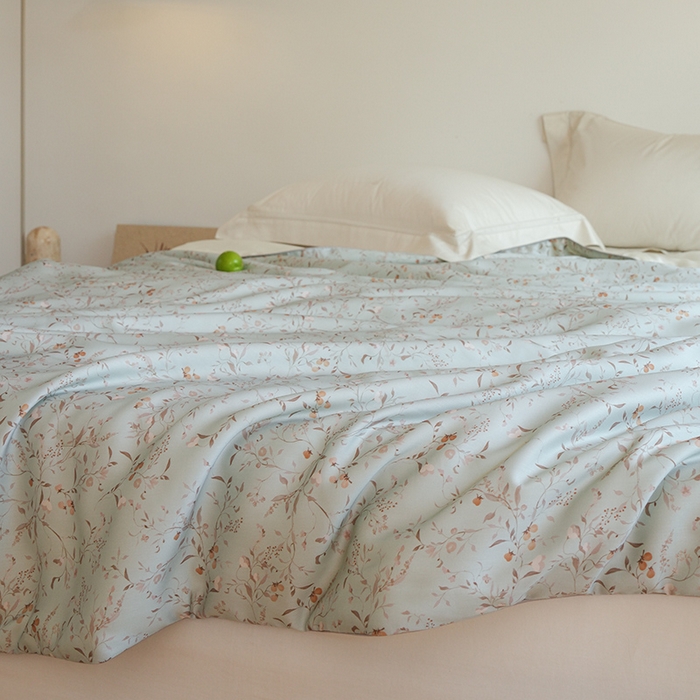 91家纺网 家纺一手货源 找家纺 禾时 2025新款60支奥地利进口兰精天丝数码印花夏被空调被夏凉被薄被子 慕莎-绿