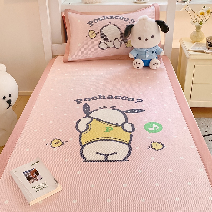 91家纺网 家纺一手货源 找家纺 蓝邻家纺 2025新款学生专用印花冰藤席 萌萌帕恰狗