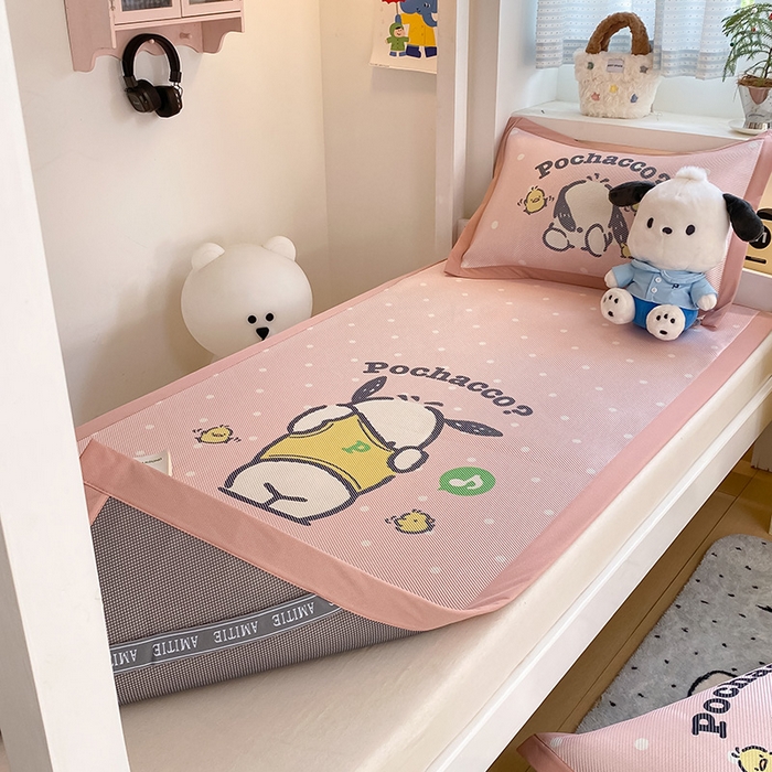 91家纺网 家纺一手货源 找家纺 蓝邻家纺 2025新款学生专用印花冰藤席 萌萌帕恰狗