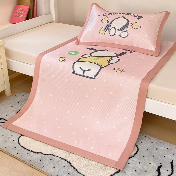 91家纺网 家纺一手货源 找家纺 蓝邻家纺 2025新款学生专用印花冰藤席 萌萌帕恰狗