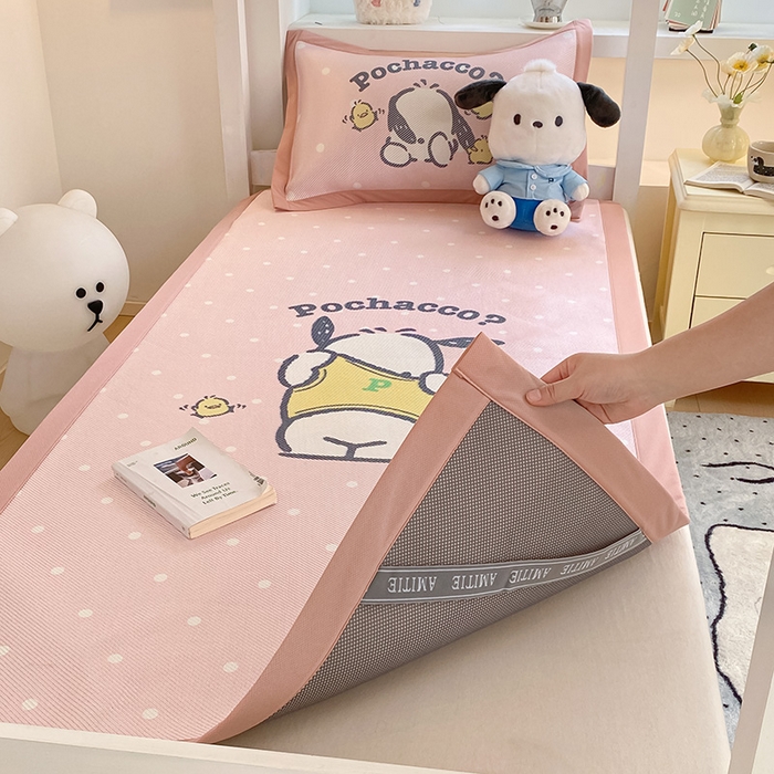 91家纺网 家纺一手货源 找家纺 蓝邻家纺 2025新款学生专用印花冰藤席 萌萌帕恰狗