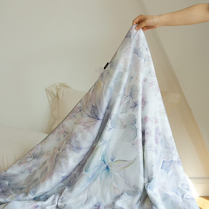 91家纺网 家纺一手货源 找家纺 禾时 2025新款60支奥地利进口兰精天丝数码印花夏被空调被夏凉被薄被子 清妍-紫