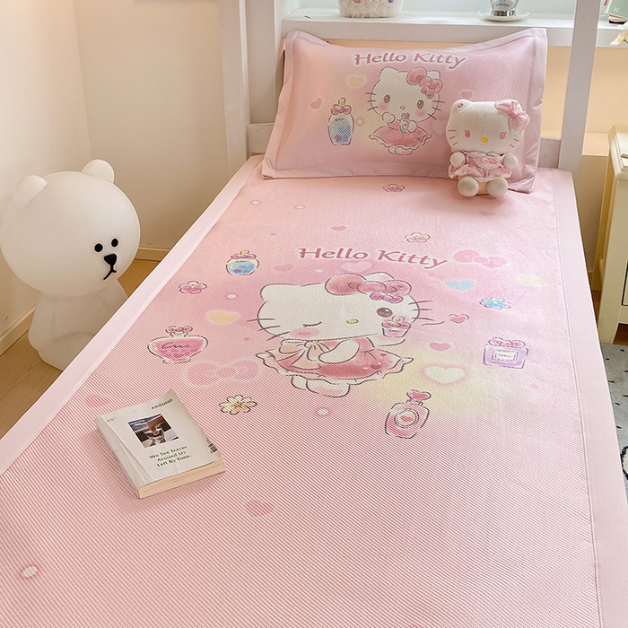 91家纺网 家纺一手货源 找家纺 蓝邻家纺 2025新款学生专用印花冰藤席 梦幻kitty猫