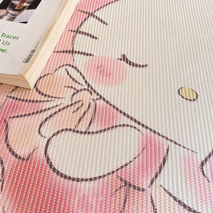 91家纺网 家纺一手货源 找家纺 蓝邻家纺 2025新款学生专用印花冰藤席 梦幻kitty猫