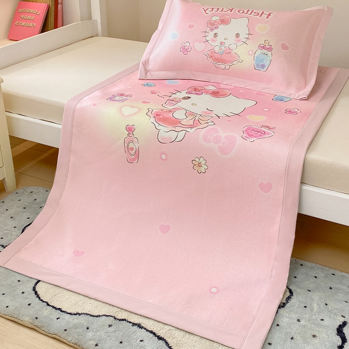 91家纺网 家纺一手货源 找家纺 蓝邻家纺 2025新款学生专用印花冰藤席 梦幻kitty猫