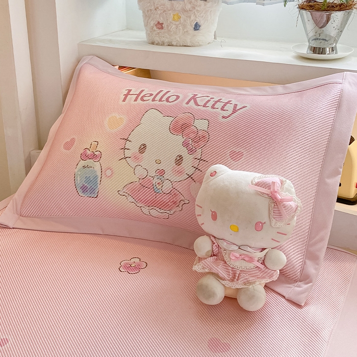 91家纺网 家纺一手货源 找家纺 蓝邻家纺 2025新款学生专用印花冰藤席 梦幻kitty猫