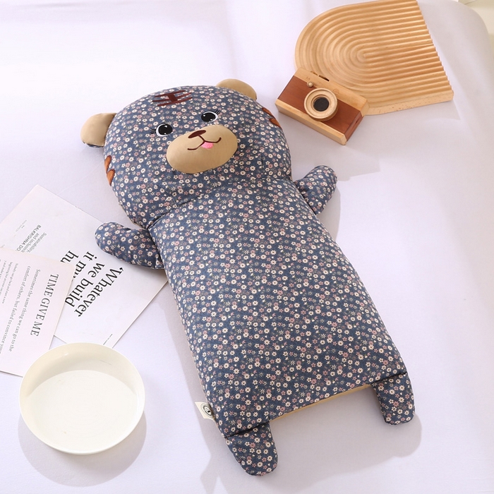 91家纺网 家纺一手货源 找家纺 蔻眠 小虎牙-全棉卡通荞麦枕儿童学生成人护颈枕芯 小虎牙-深蓝 30x65cm