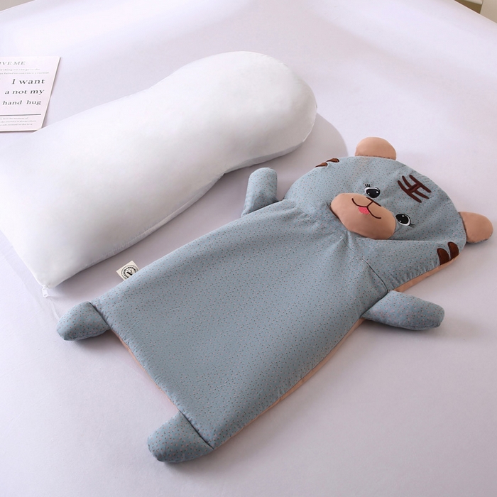 91家纺网 家纺一手货源 找家纺 蔻眠 小虎牙-全棉卡通荞麦枕儿童学生成人护颈枕芯 小虎牙-浅蓝 30x65cm