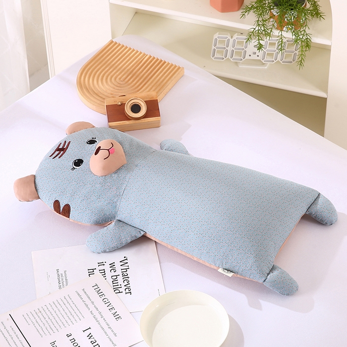91家纺网 家纺一手货源 找家纺 蔻眠 小虎牙-全棉卡通荞麦枕儿童学生成人护颈枕芯 小虎牙-浅蓝 30x65cm