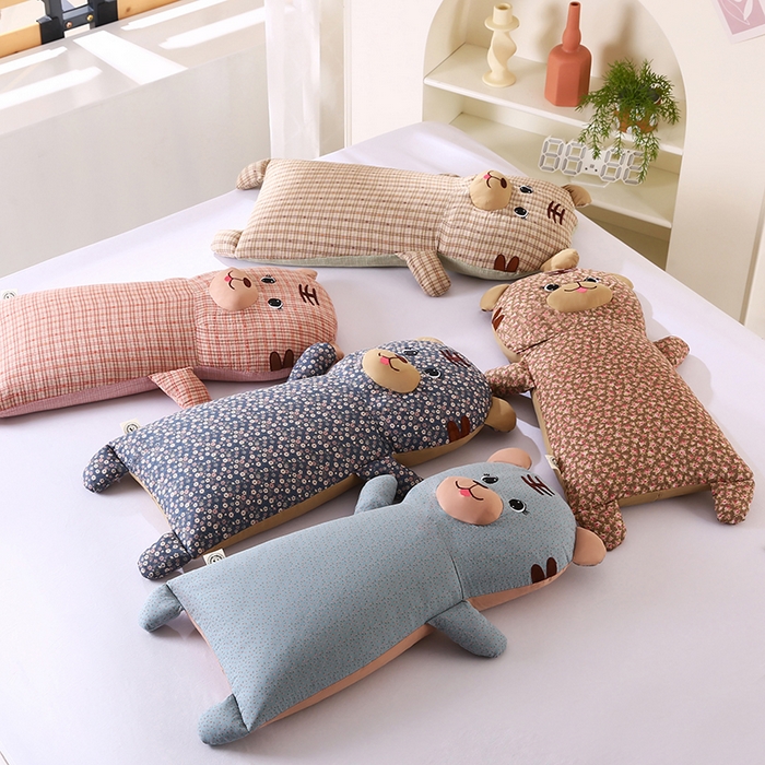 91家纺网 家纺一手货源 找家纺 蔻眠 小虎牙-全棉卡通荞麦枕儿童学生成人护颈枕芯 主图