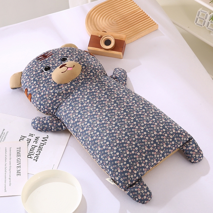 91家纺网 家纺一手货源 找家纺 蔻眠 小虎牙-全棉卡通荞麦枕儿童学生成人护颈枕芯 小虎牙-深蓝 30x65cm