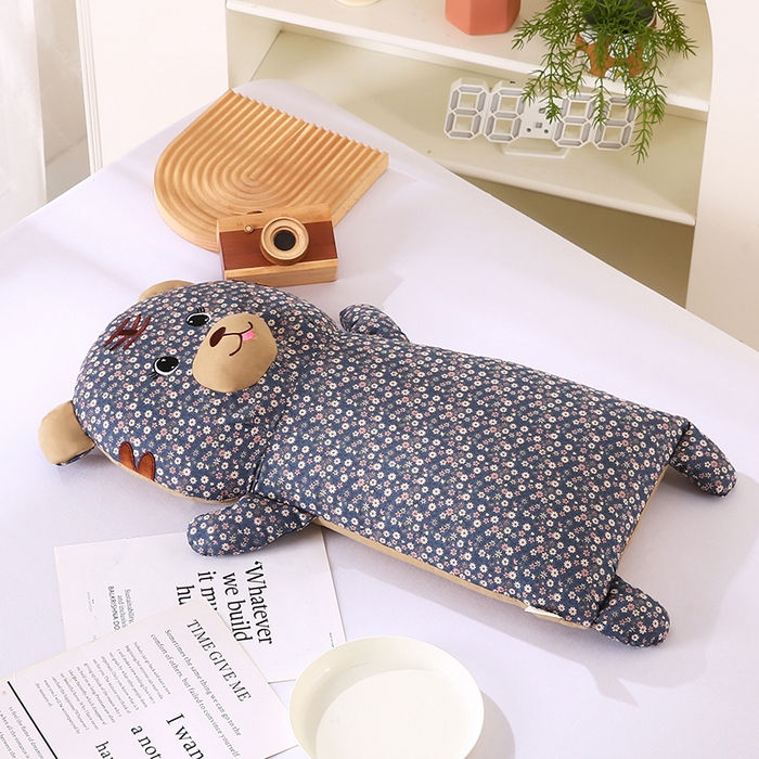 91家纺网 家纺一手货源 找家纺 蔻眠 小虎牙-全棉卡通荞麦枕儿童学生成人护颈枕芯 小虎牙-深蓝 30x65cm