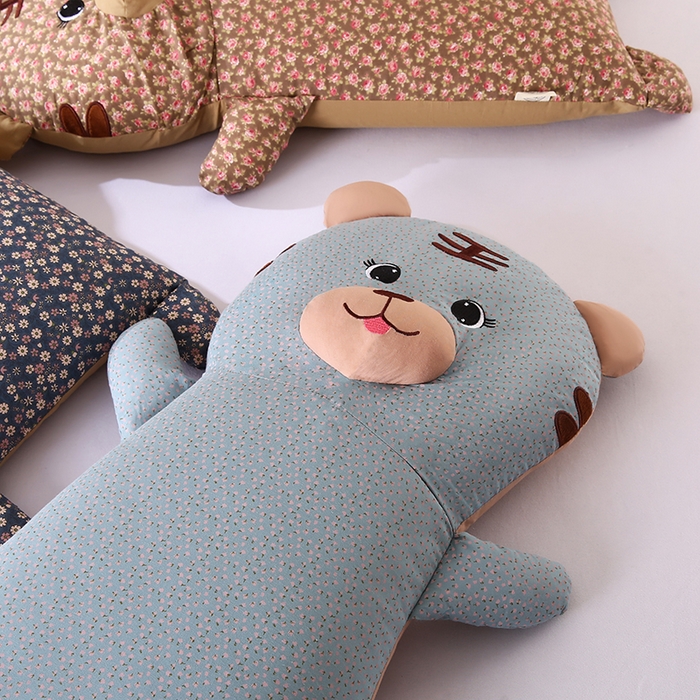 91家纺网 家纺一手货源 找家纺 蔻眠 小虎牙-全棉卡通荞麦枕儿童学生成人护颈枕芯 小虎牙-浅蓝 30x65cm