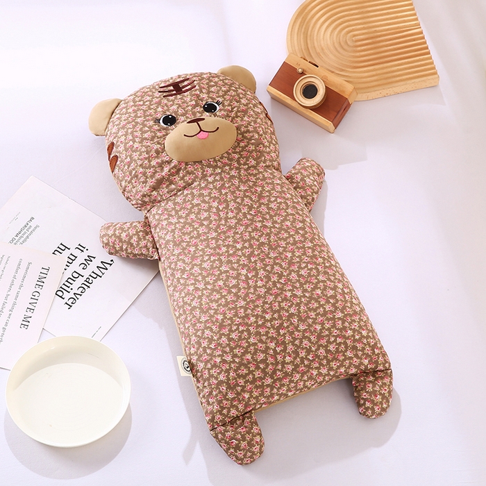 91家纺网 家纺一手货源 找家纺 蔻眠 小虎牙-全棉卡通荞麦枕儿童学生成人护颈枕芯 小虎牙-棕色 30x65cm