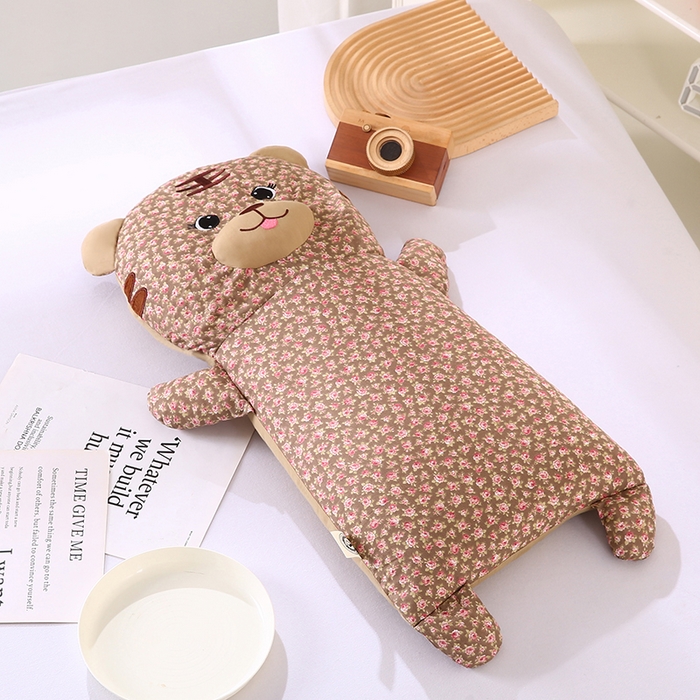 91家纺网 家纺一手货源 找家纺 蔻眠 小虎牙-全棉卡通荞麦枕儿童学生成人护颈枕芯 小虎牙-棕色 30x65cm