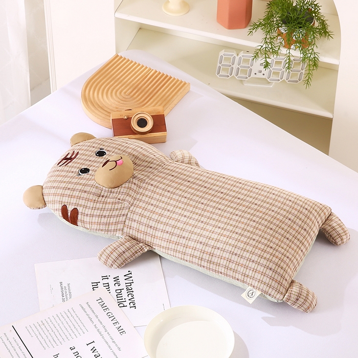 蔻眠 小虎牙-全棉卡通荞麦枕儿童学生成人护颈枕芯 小虎牙-驼色 30x65cm