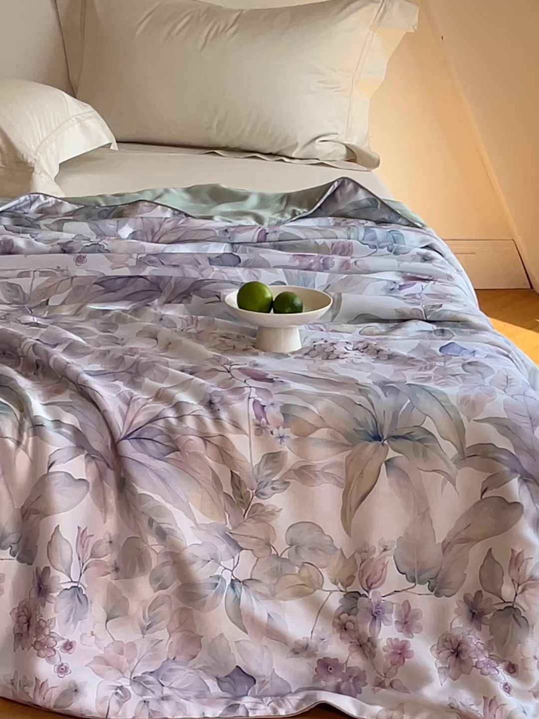 91家纺网 家纺一手货源 找家纺 禾时 2025新款60支奥地利进口兰精天丝数码印花夏被空调被夏凉被薄被子 清妍-紫