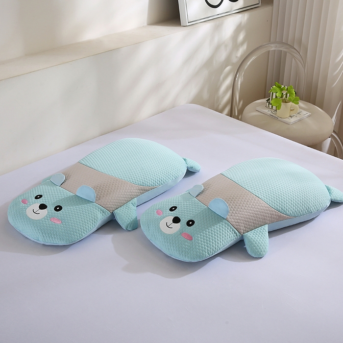 91家纺网 家纺一手货源 找家纺 蔻眠 趴趴狗-凉豆豆凉感丝荞麦护颈枕头儿童学生成人卡通枕芯 趴趴狗-蓝色 35x60cm