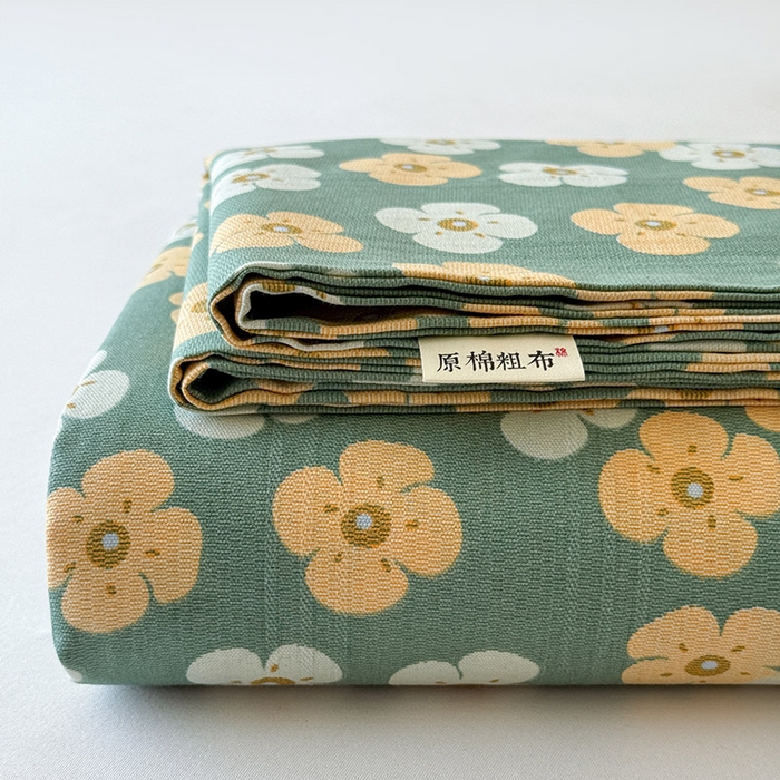 91家纺网 家纺一手货源 找家纺 （总）红日子纺织品 2025新款直播热卖原棉提花锻条老粗布印花床单三件套