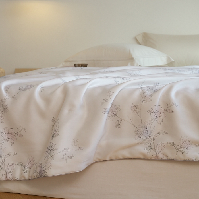 91家纺网 家纺一手货源 找家纺 禾时 2025新款60支奥地利进口兰精天丝数码印花夏被空调被夏凉被薄被子 夕瑶-白玉