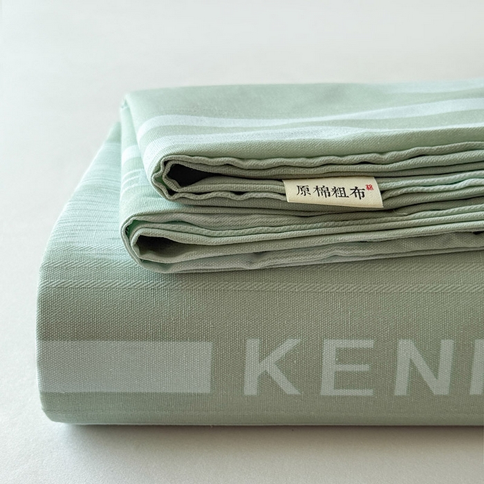 91家纺网 家纺一手货源 找家纺 （总）红日子纺织品 2025新款直播热卖原棉提花锻条老粗布印花床单三件套