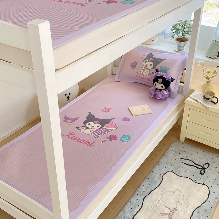 91家纺网 家纺一手货源 找家纺 蓝邻家纺 2025新款学生专用印花冰藤席 糖果库洛米