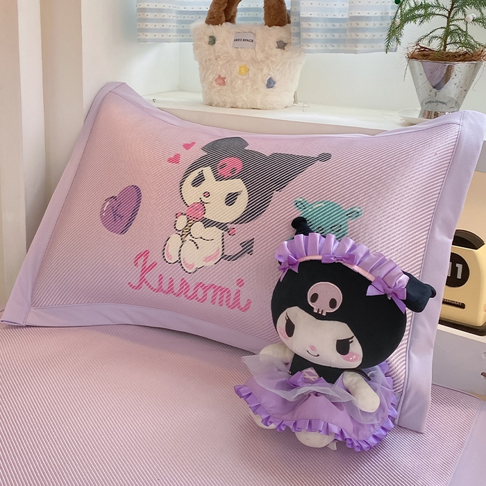 91家纺网 家纺一手货源 找家纺 蓝邻家纺 2025新款学生专用印花冰藤席 糖果库洛米