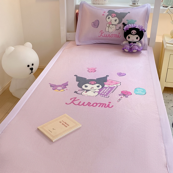 91家纺网 家纺一手货源 找家纺 蓝邻家纺 2025新款学生专用印花冰藤席 糖果库洛米