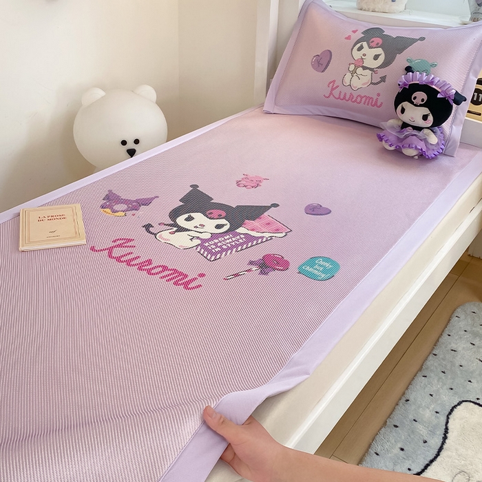 91家纺网 家纺一手货源 找家纺 蓝邻家纺 2025新款学生专用印花冰藤席 糖果库洛米